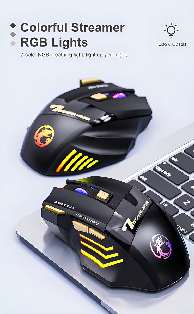 Mouse Inalámbrico Recargable Bluetooth Gaming Portátil Y Pc Color Negro