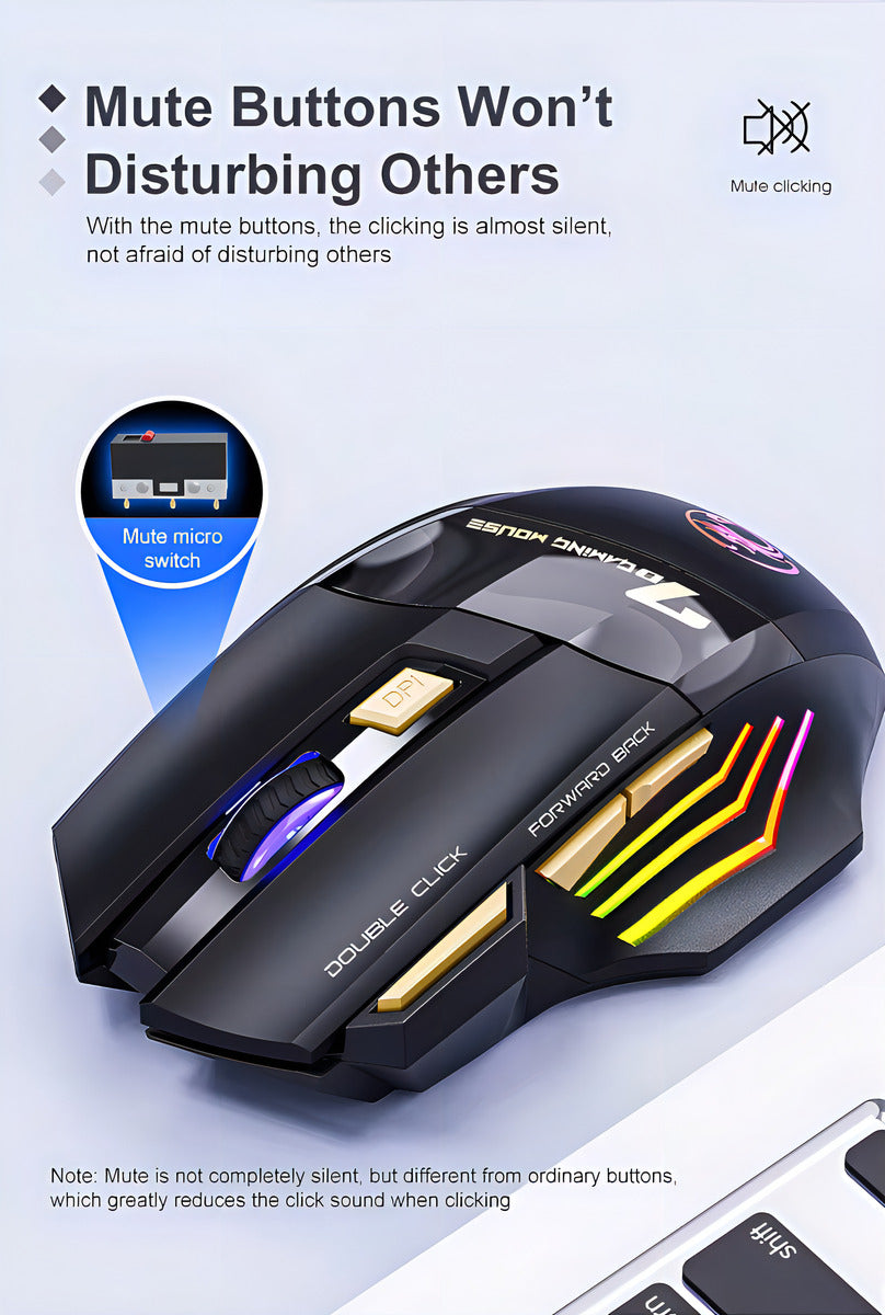 Mouse Inalámbrico Recargable Bluetooth Gaming Portátil Y Pc Color Negro