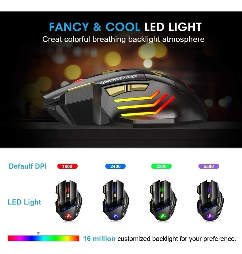 Mouse Inalámbrico Recargable Bluetooth Gaming Portátil Y Pc