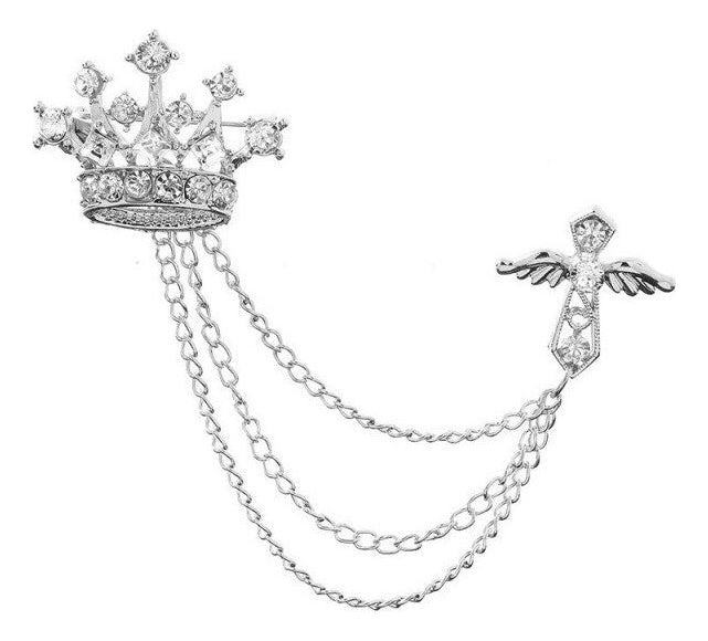 Broche De Cadena Con Forma De Corona Para Hombre, Traje Paño