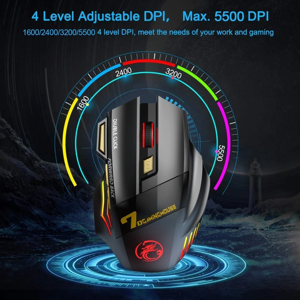 Mouse Inalámbrico Recargable Bluetooth Gaming Portátil Y Pc