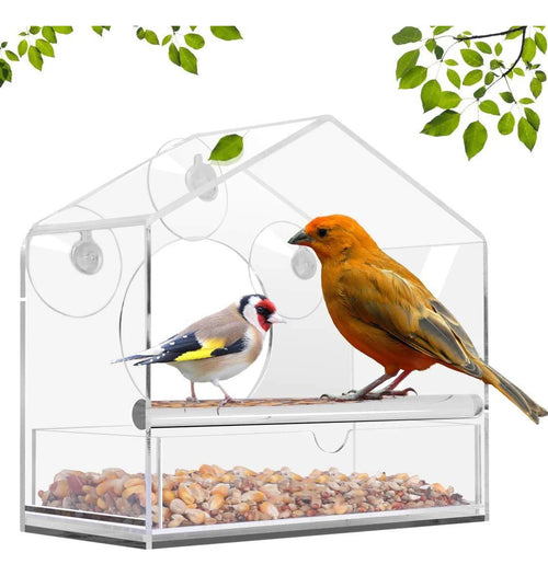 Alimentador De Aves De Ventana Transparente, Casa De Pájaros
