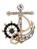Broche Naval De Metal Con Diamantes De Imitación, Para Traje