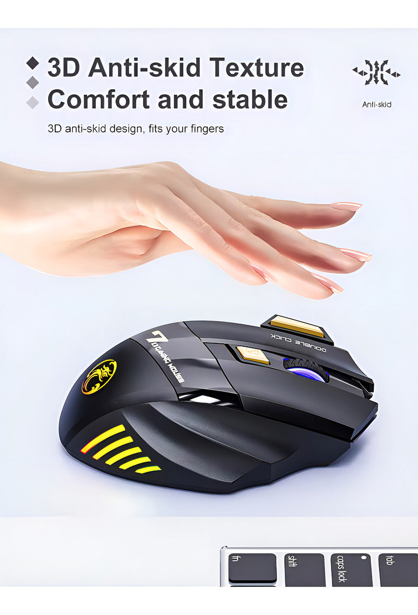 Mouse Inalámbrico Recargable Bluetooth Gaming Portátil Y Pc Color Negro