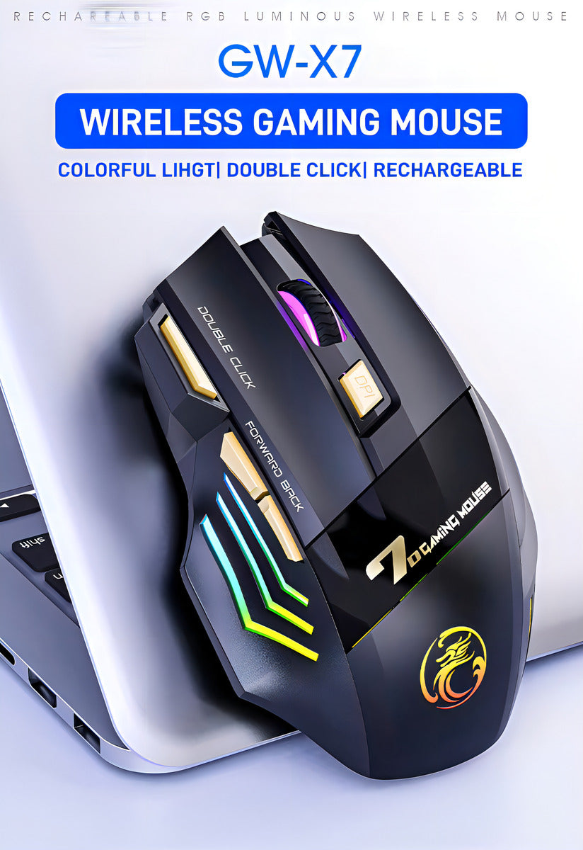 Mouse Inalámbrico Recargable Bluetooth Gaming Portátil Y Pc Color Negro