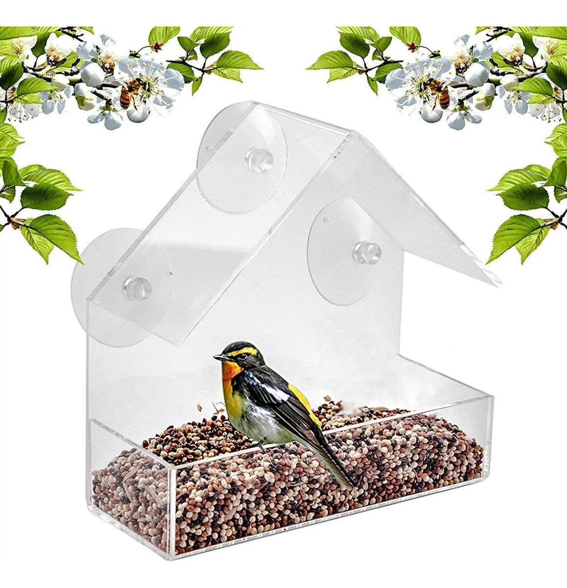 Alimentador De Aves De Ventana Transparente, Casa De Pájaros