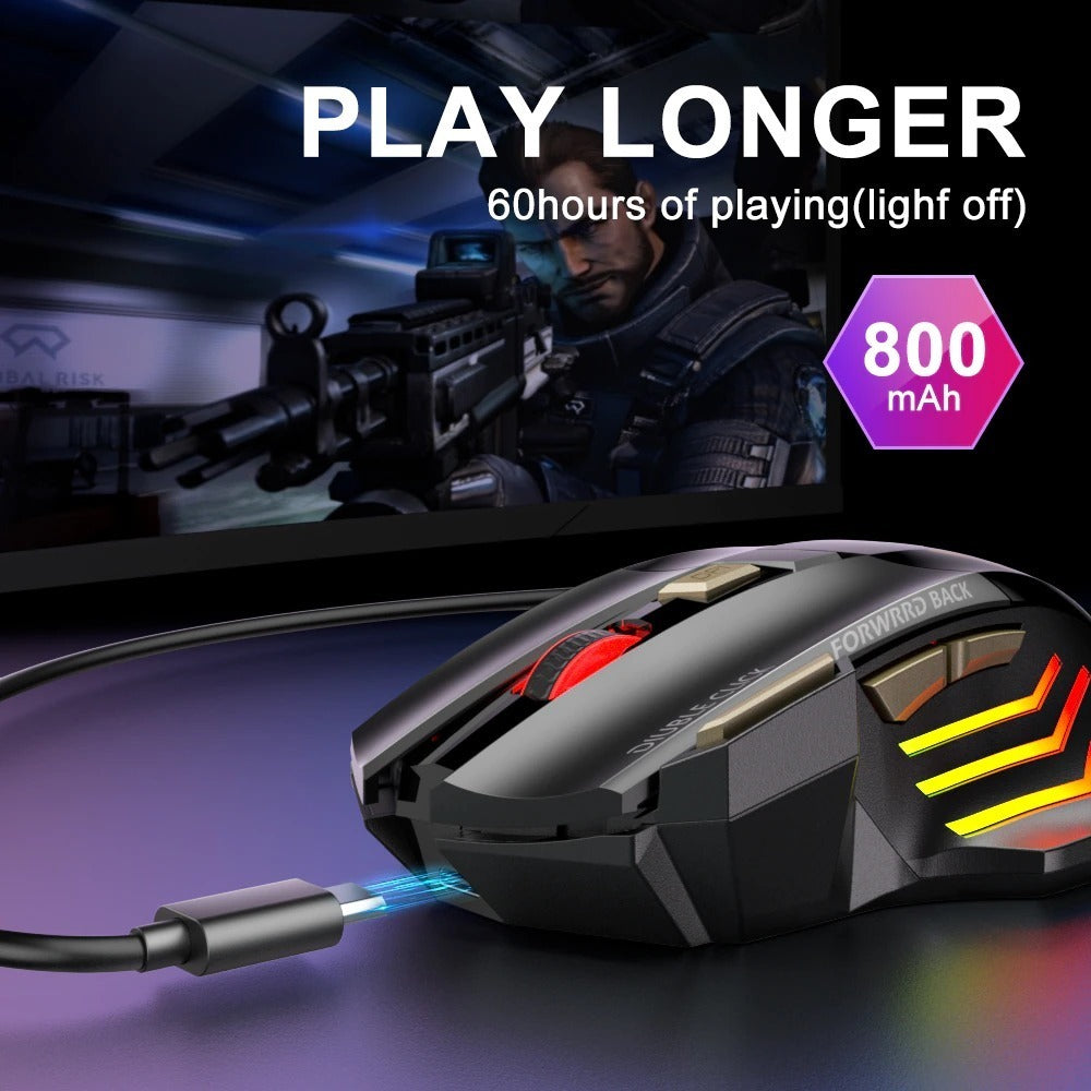 Mouse Inalámbrico Recargable Bluetooth Gaming Portátil Y Pc